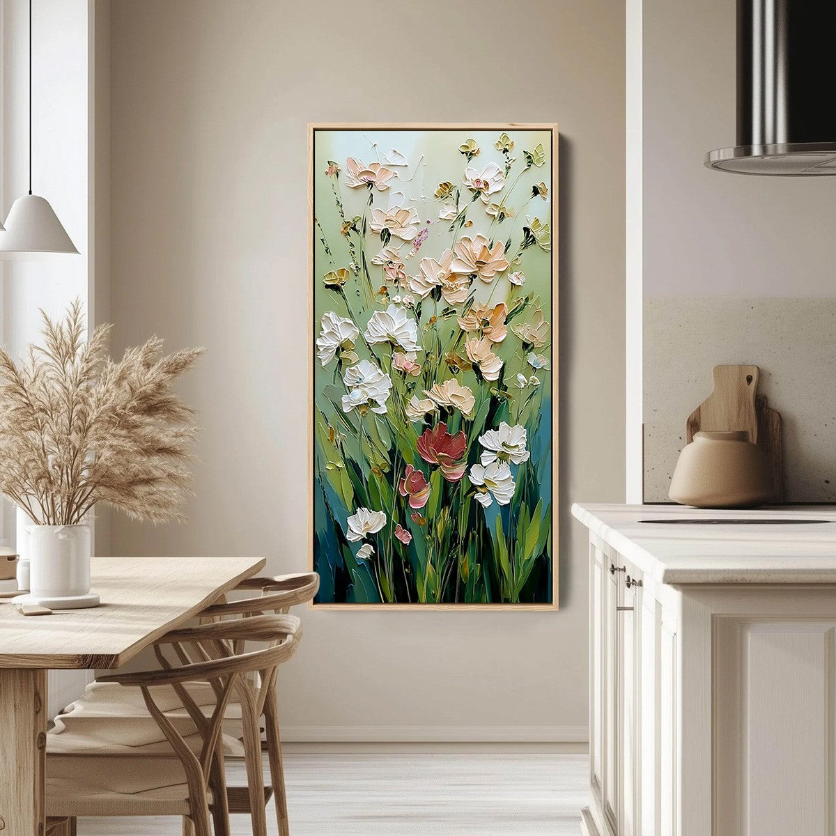 SPRING'S EMBRACE: Vertical Impasto Wildflower Meadow Painting - Image 4