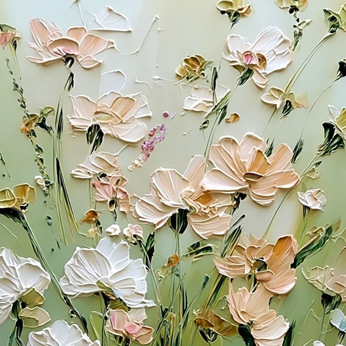 SPRING'S EMBRACE: Vertical Impasto Wildflower Meadow Painting - Image 3