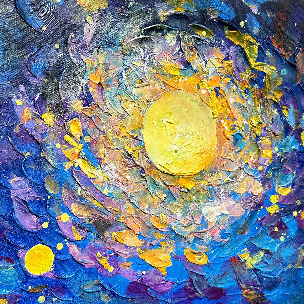 STARRY VOYAGE: Impressionist Nightscape Oil Painting in Blue - Image 3