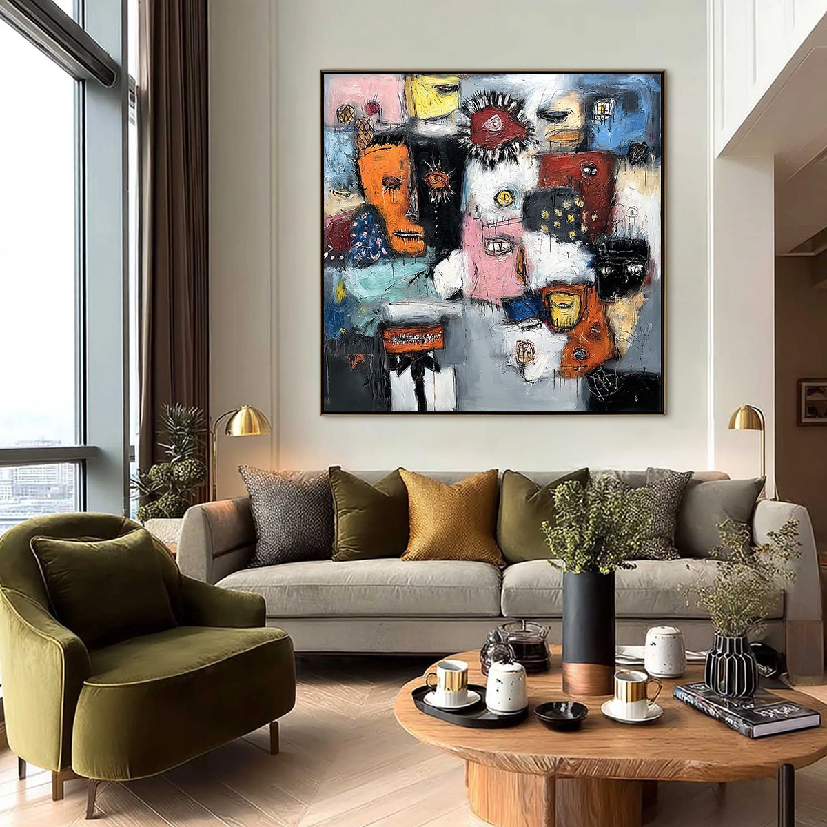 STATIC: Expressive Neo-Expressionist Abstract Faces Painting - Image 2