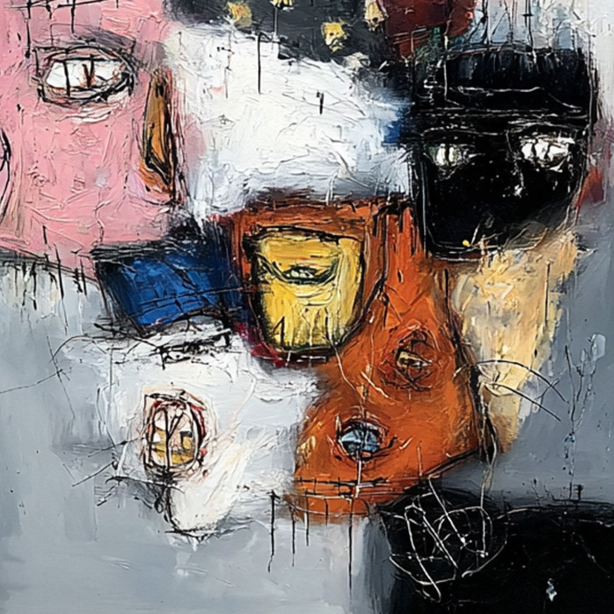 STATIC: Expressive Neo-Expressionist Abstract Faces Painting - Image 3