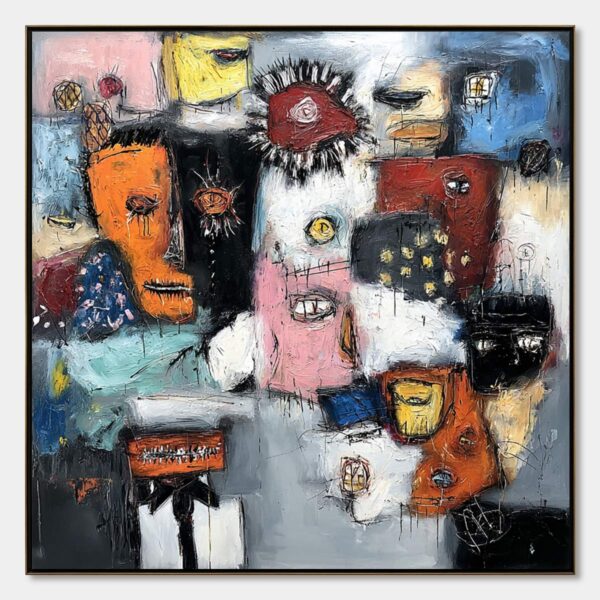 STATIC: Expressive Neo-Expressionist Abstract Faces Painting