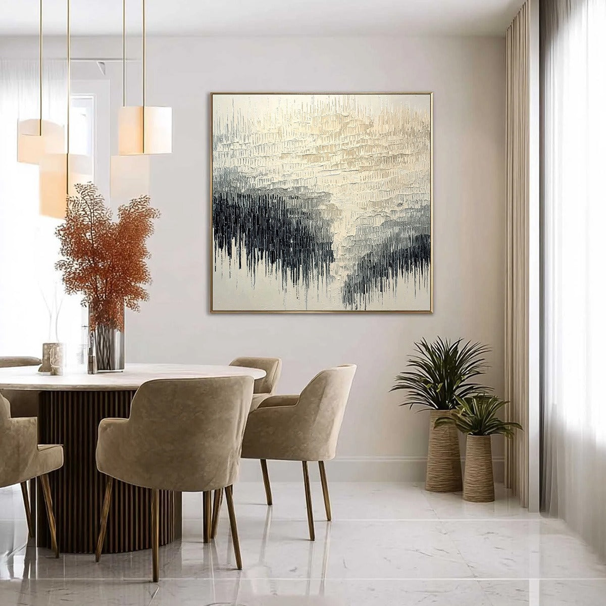 STATIC FLOW: Heavy Texture Wabi Sabi Abstract Painting - Image 4