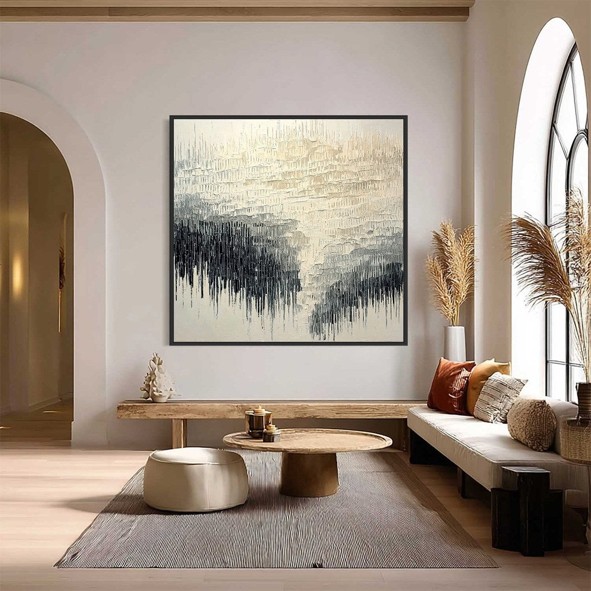 STATIC FLOW: Heavy Texture Wabi Sabi Abstract Painting - Image 2