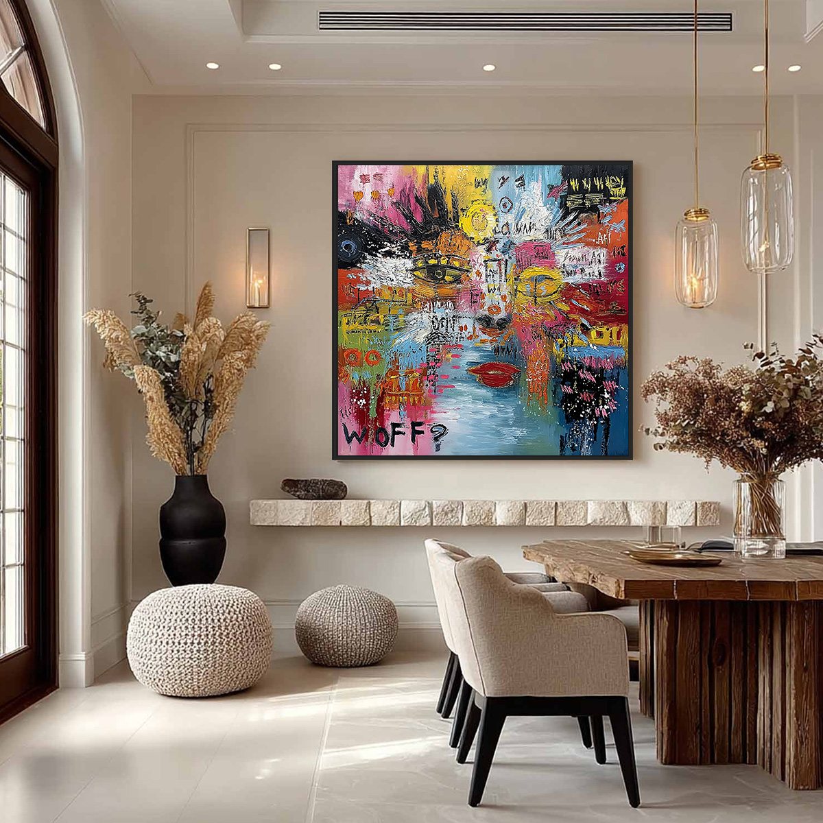 STATIC MIND: Colorful Abstract Impasto Portrait Wall Art - Image 4
