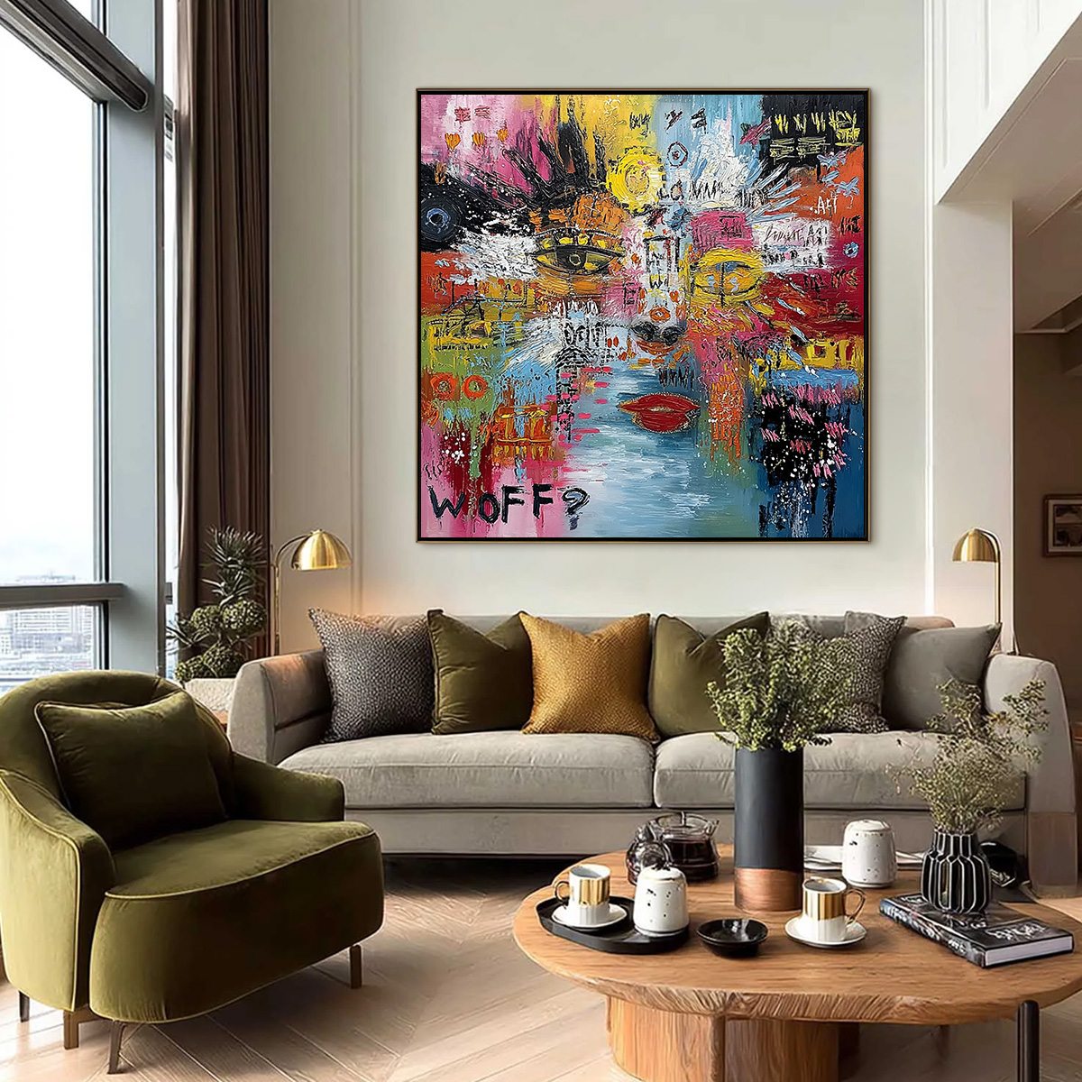 STATIC MIND: Colorful Abstract Impasto Portrait Wall Art - Image 2