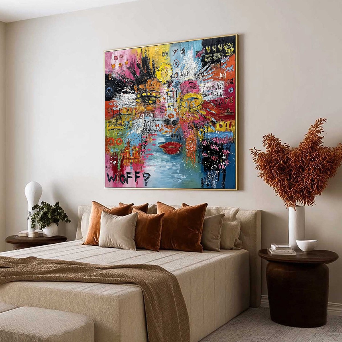 STATIC MIND: Colorful Abstract Impasto Portrait Wall Art - Image 7