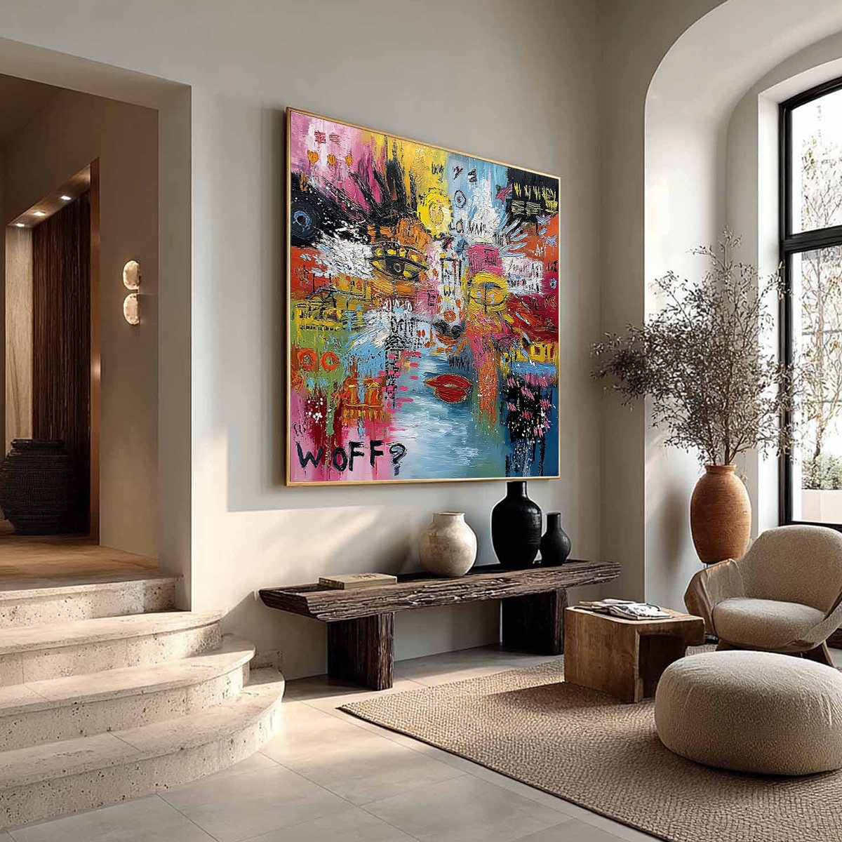 STATIC MIND: Colorful Abstract Impasto Portrait Wall Art - Image 8