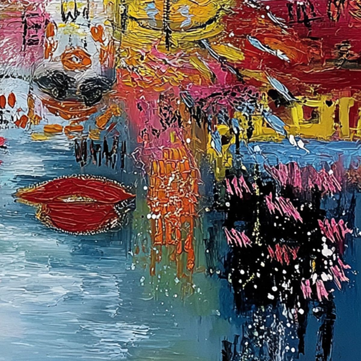 STATIC MIND: Colorful Abstract Impasto Portrait Wall Art - Image 5