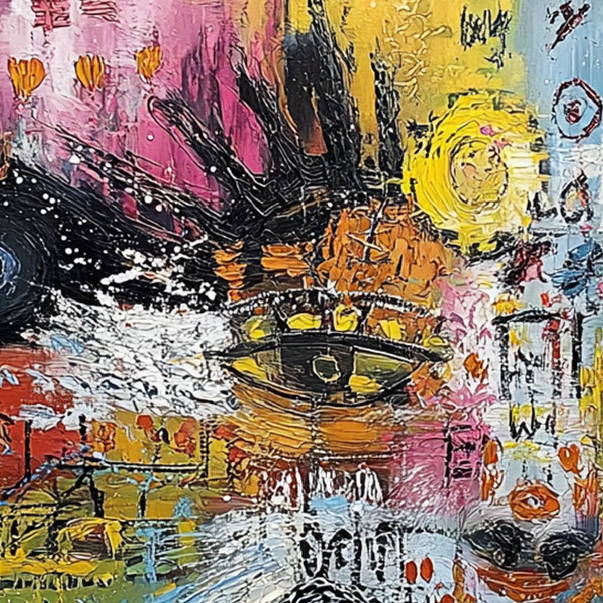 STATIC MIND: Colorful Abstract Impasto Portrait Wall Art - Image 3