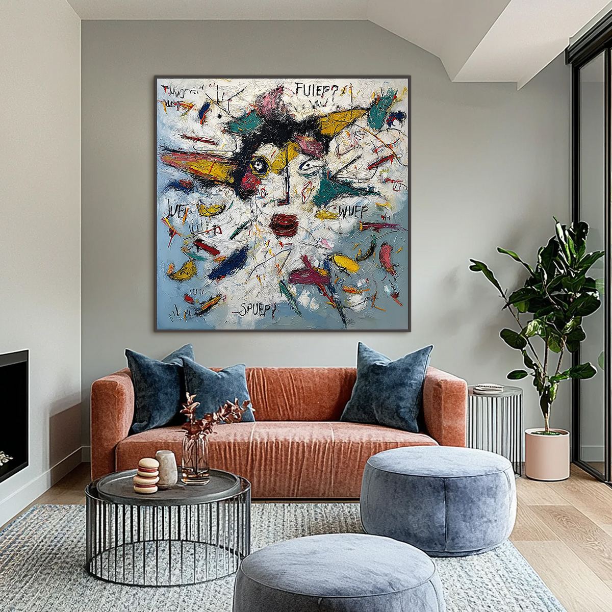 STATIC MIND: Colorful Textured Abstract Expressionist Wall Art - Image 2