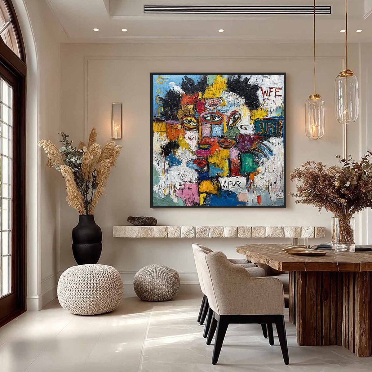 STATIC MIND: Large Colorful Abstract Portrait Oil Painting - Image 4