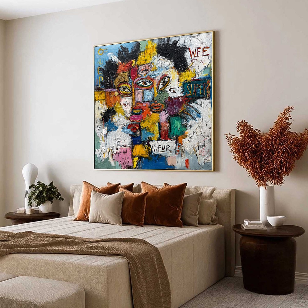 STATIC MIND: Large Colorful Abstract Portrait Oil Painting - Image 7
