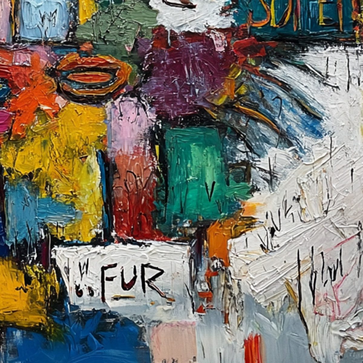 STATIC MIND: Large Colorful Abstract Portrait Oil Painting - Image 5