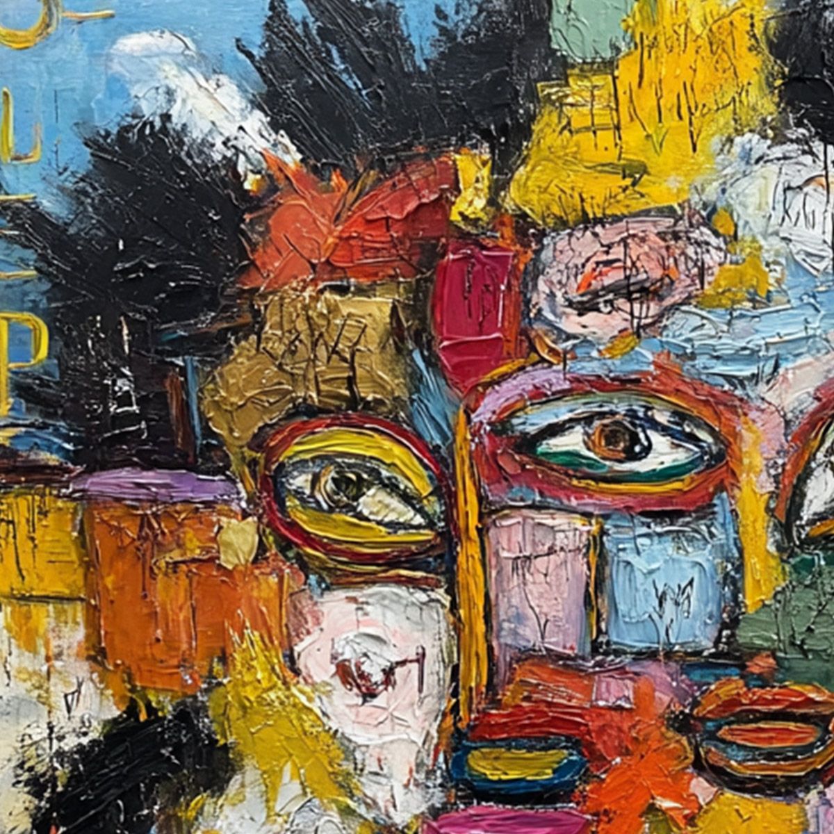 STATIC MIND: Large Colorful Abstract Portrait Oil Painting - Image 3