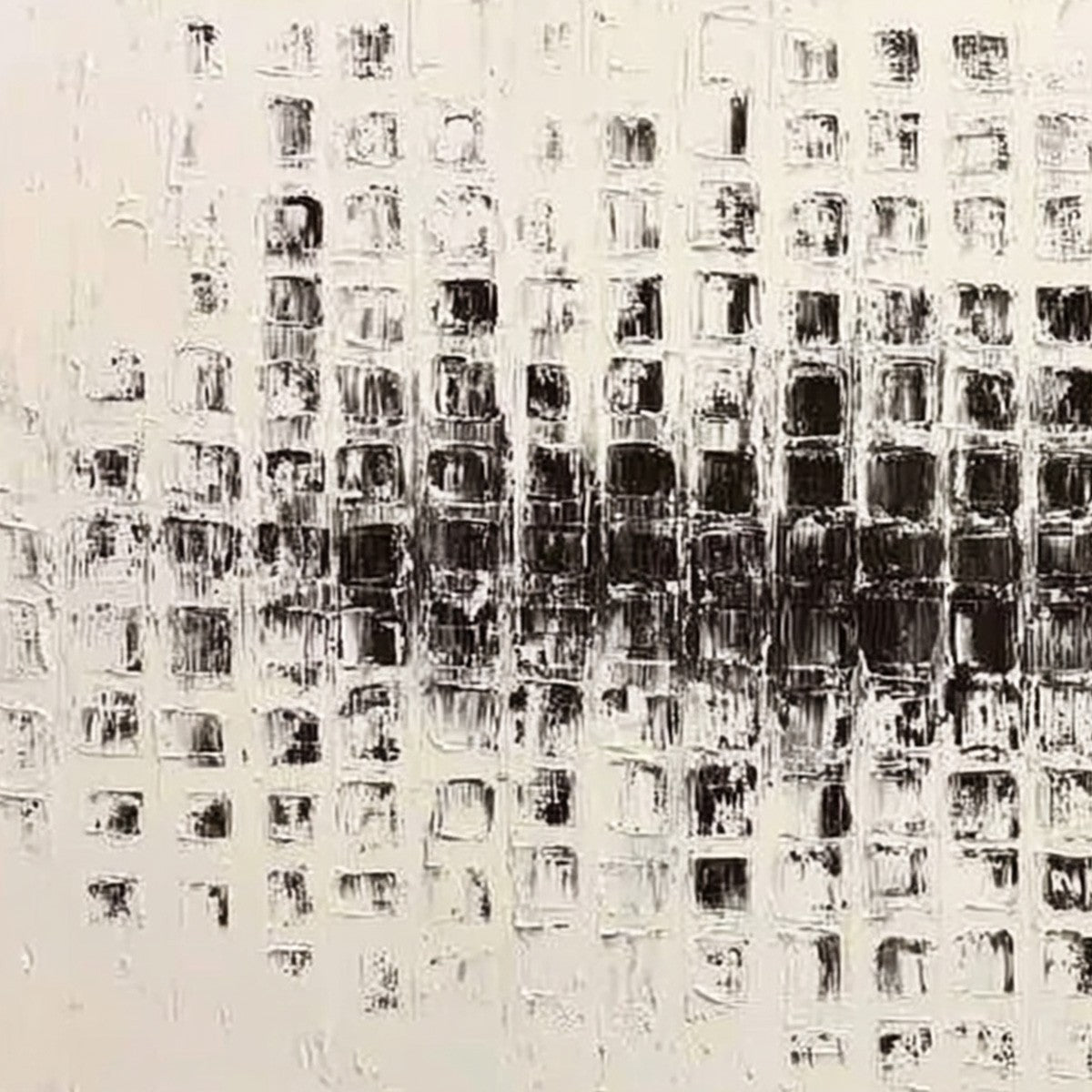 STATIC RHYTHM: Textured Black and White Minimalist Abstract Painting - Image 5