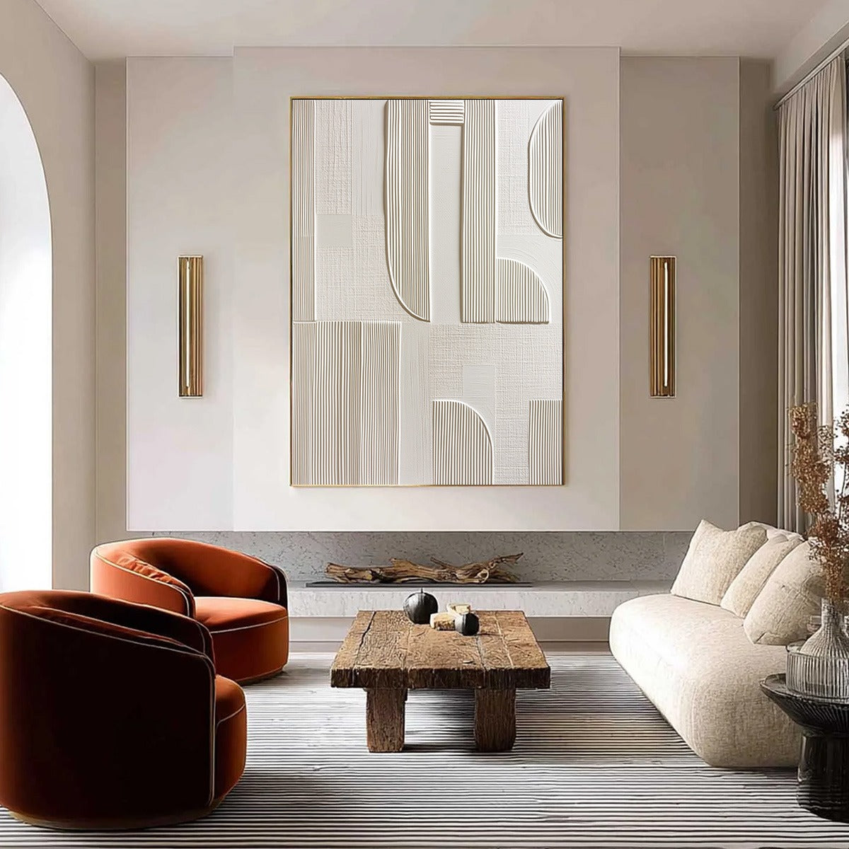 STATIC RHYTHM: Textured White Minimalist Abstract Wall Art - Image 2