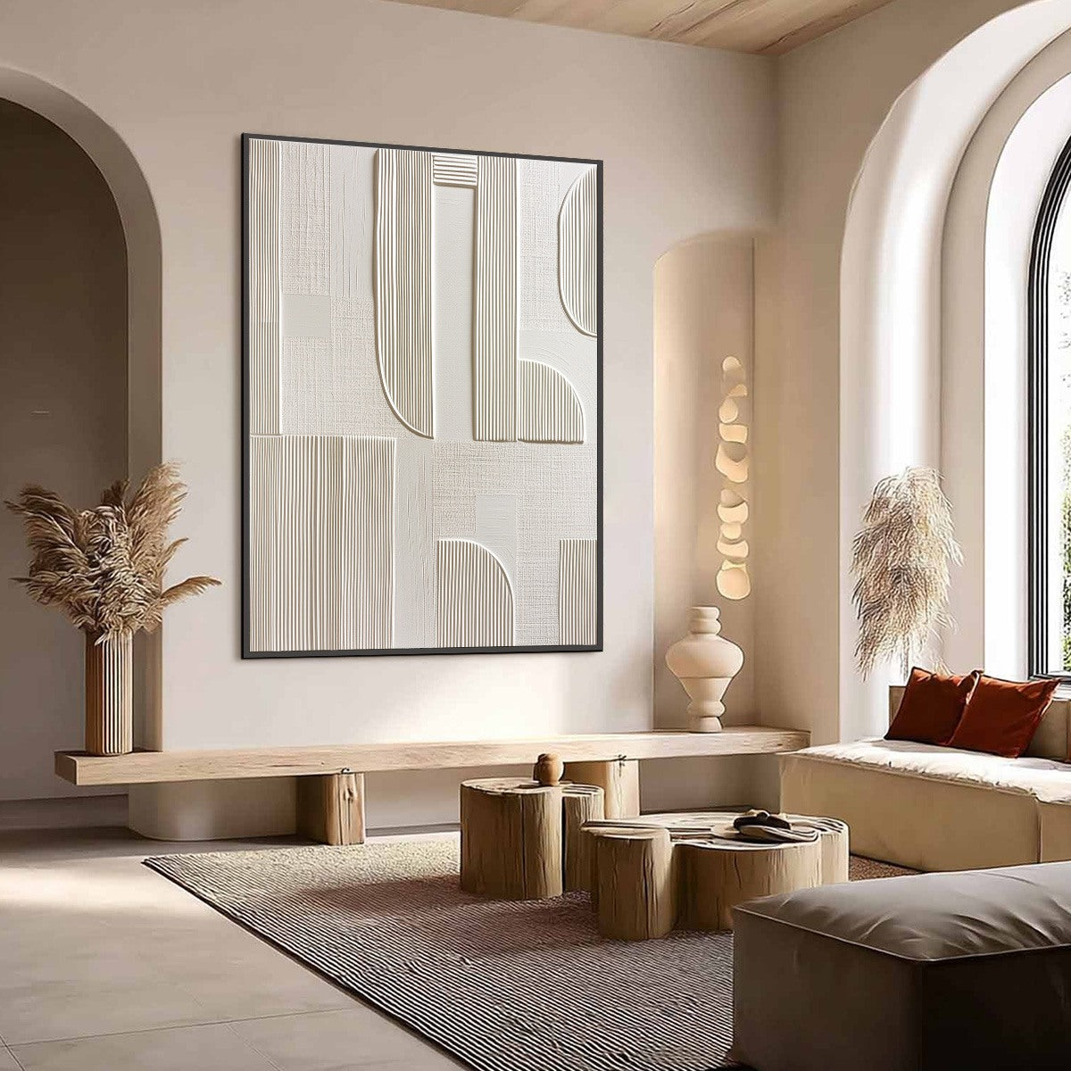 STATIC RHYTHM: Textured White Minimalist Abstract Wall Art - Image 7
