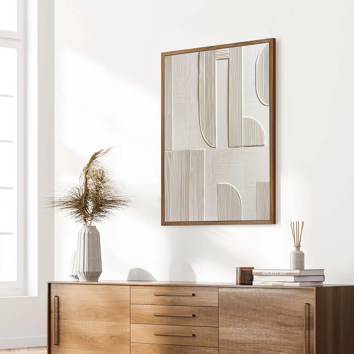 STATIC RHYTHM: Textured White Minimalist Abstract Wall Art - Image 8