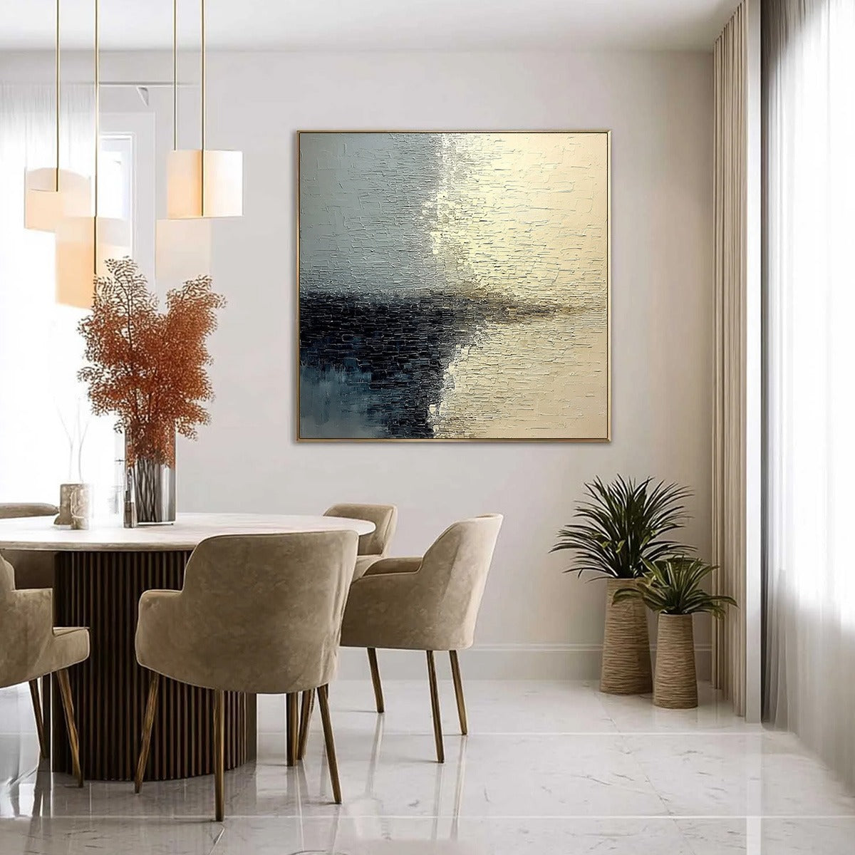 STONEHAVEN: Large Square Wabi Sabi Textured Abstract Painting - Image 4