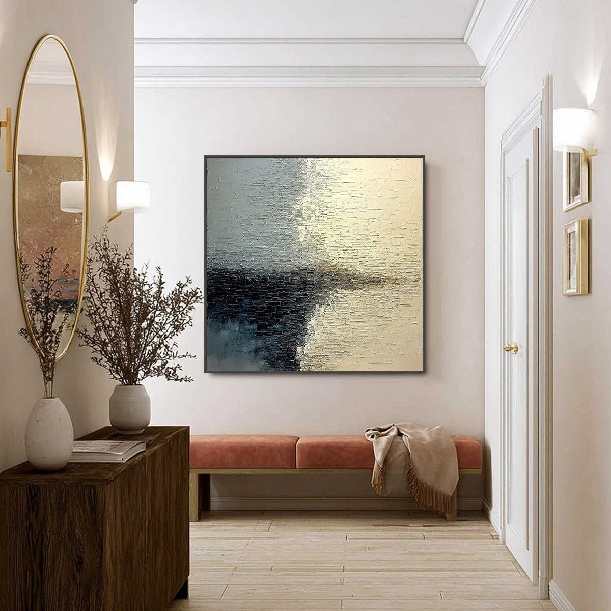 STONEHAVEN: Large Square Wabi Sabi Textured Abstract Painting - Image 6