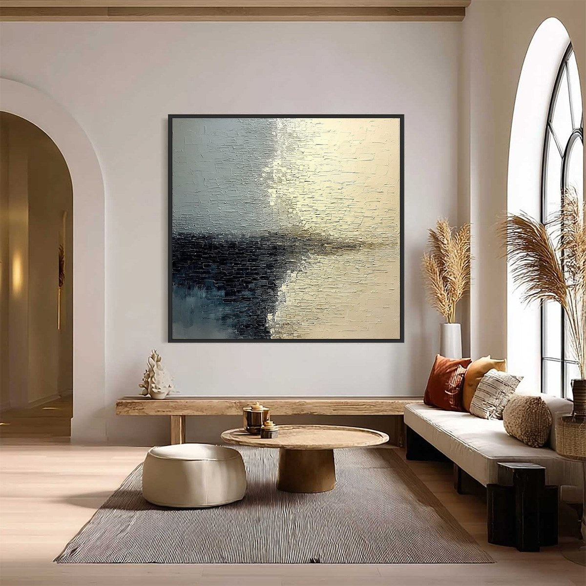 STONEHAVEN: Large Square Wabi Sabi Textured Abstract Painting - Image 2