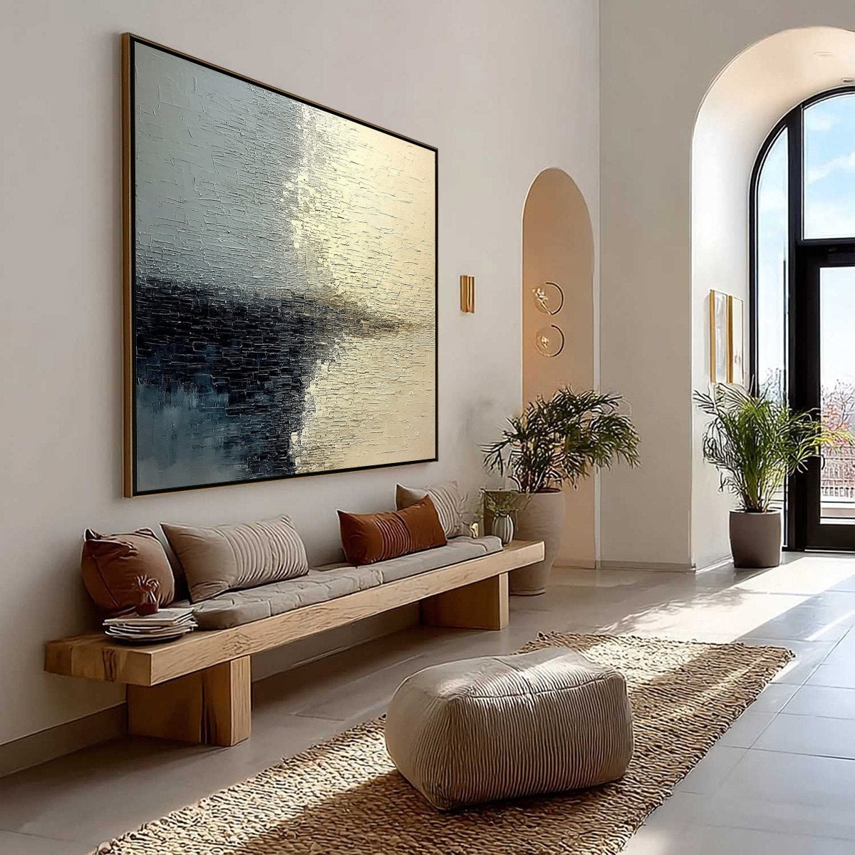 STONEHAVEN: Large Square Wabi Sabi Textured Abstract Painting - Image 7