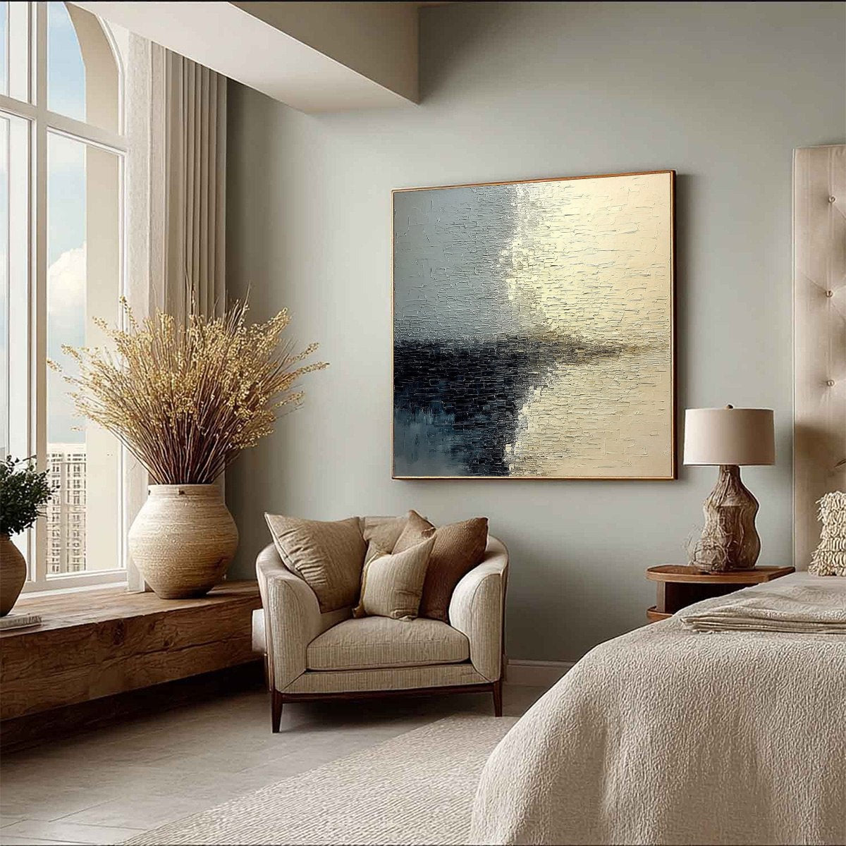 STONEHAVEN: Large Square Wabi Sabi Textured Abstract Painting - Image 8