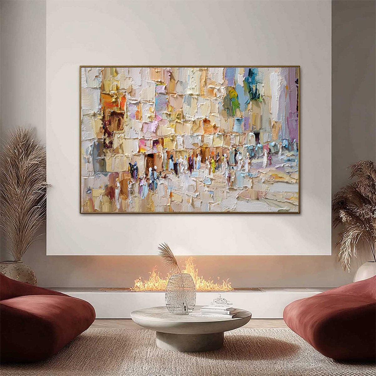 STONES OF SOLACE: Textured Impasto Painting of an Ancient Cityscape - Image 2