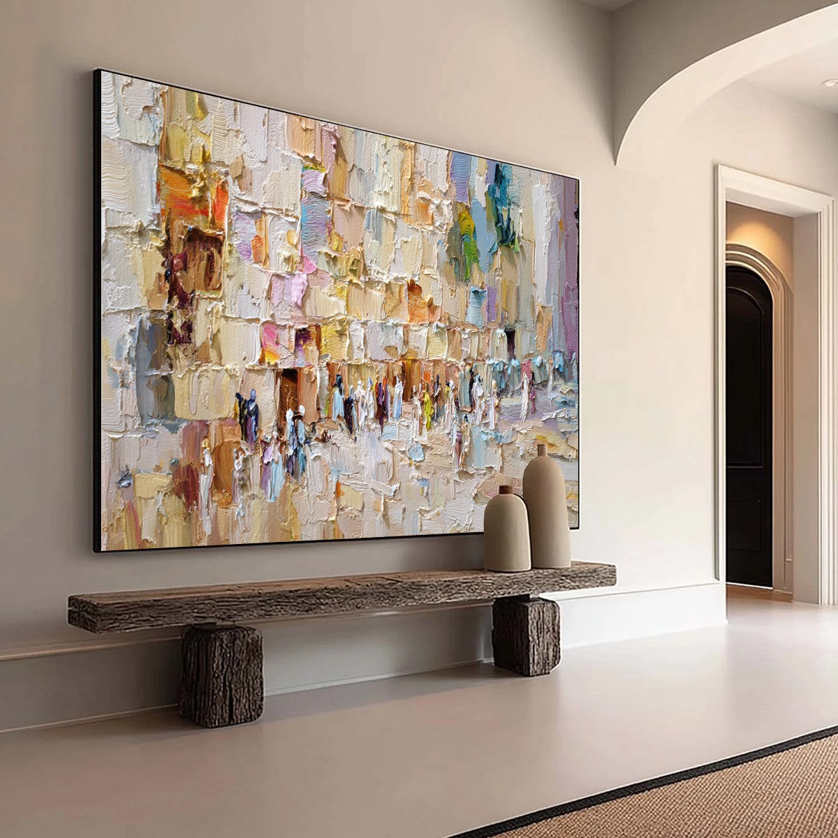 STONES OF SOLACE: Textured Impasto Painting of an Ancient Cityscape - Image 11