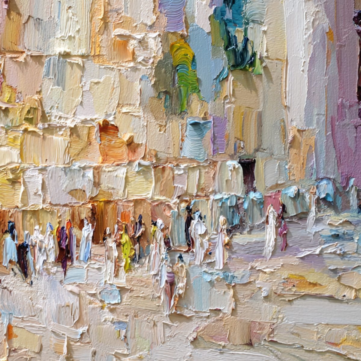 STONES OF SOLACE: Textured Impasto Painting of an Ancient Cityscape - Image 7