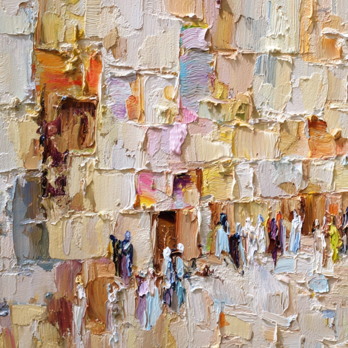 STONES OF SOLACE: Textured Impasto Painting of an Ancient Cityscape - Image 9