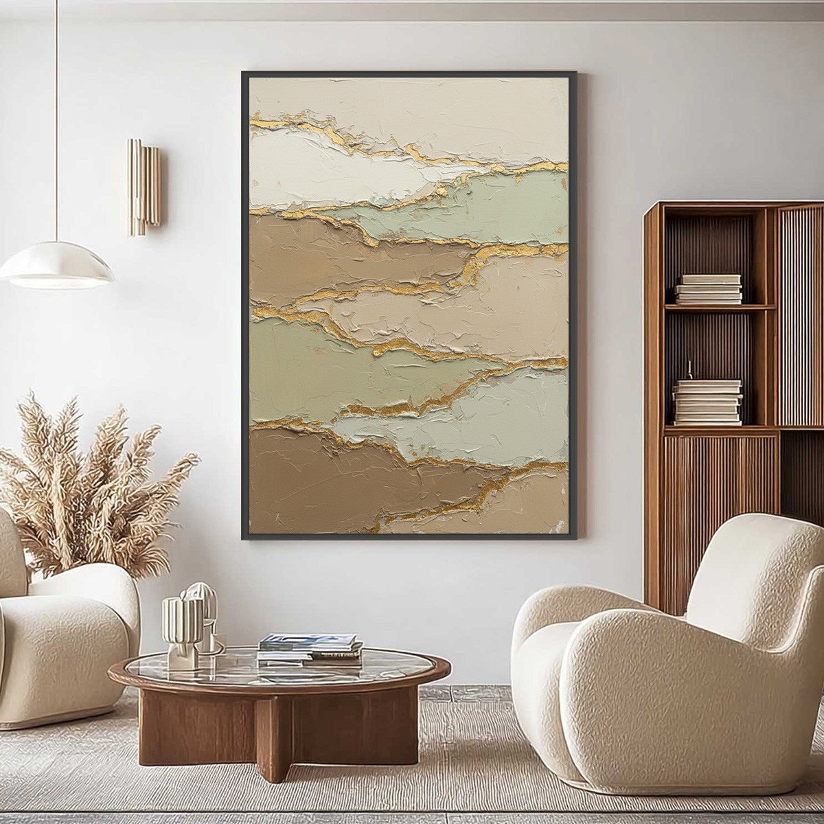 STRATA: Textured Wabi Sabi Abstract Landscape Painting - Image 4