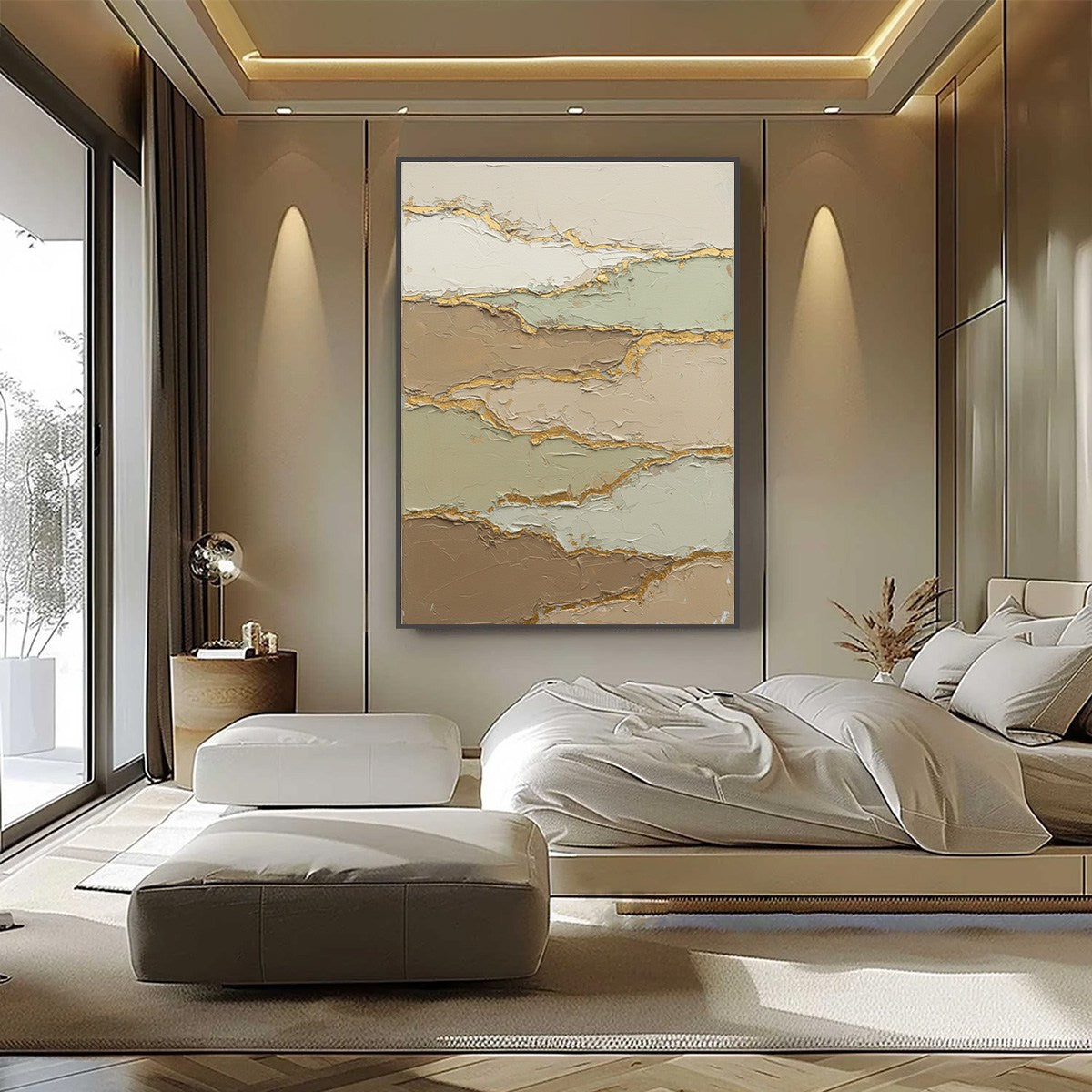 STRATA: Textured Wabi Sabi Abstract Landscape Painting - Image 2