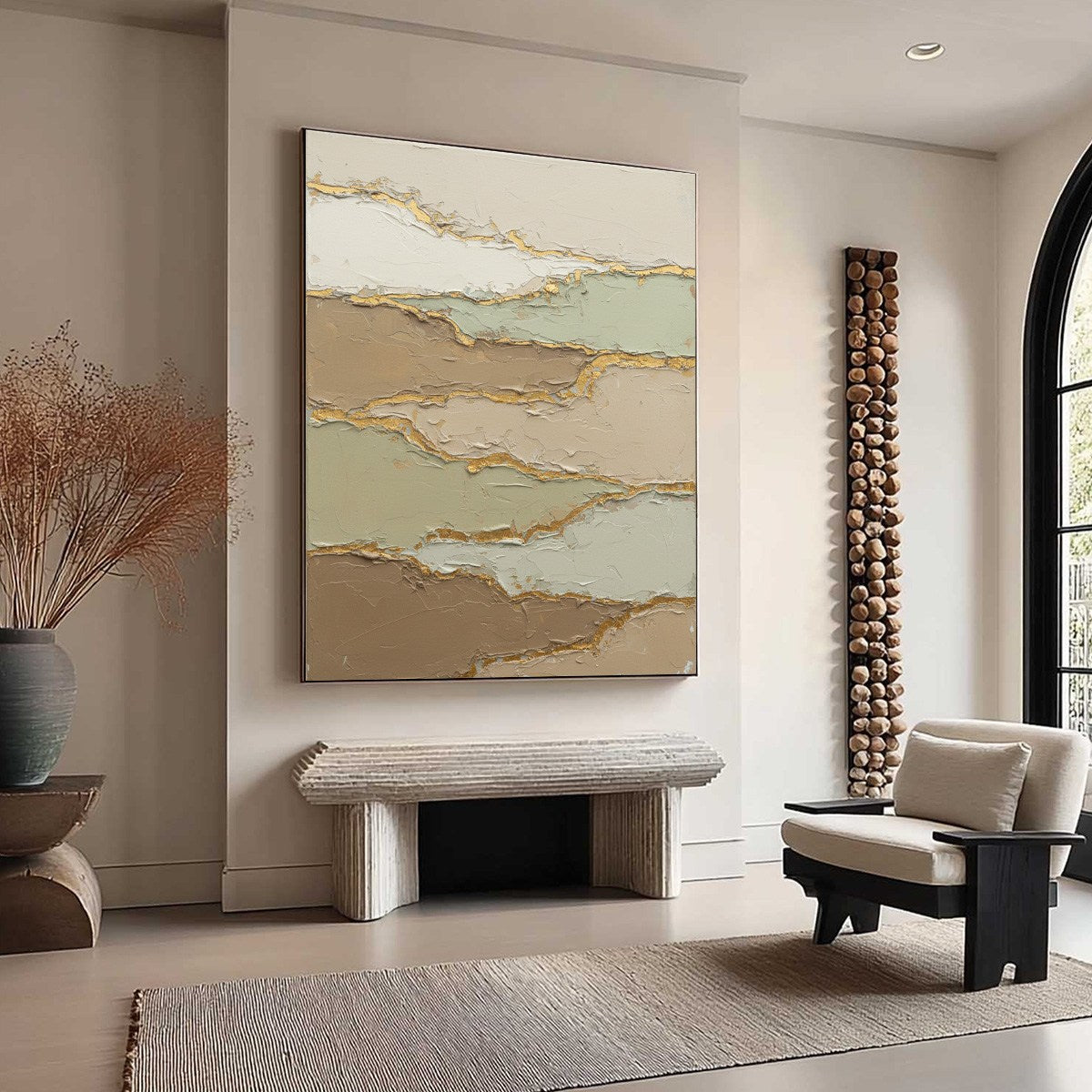 STRATA: Textured Wabi Sabi Abstract Landscape Painting - Image 8