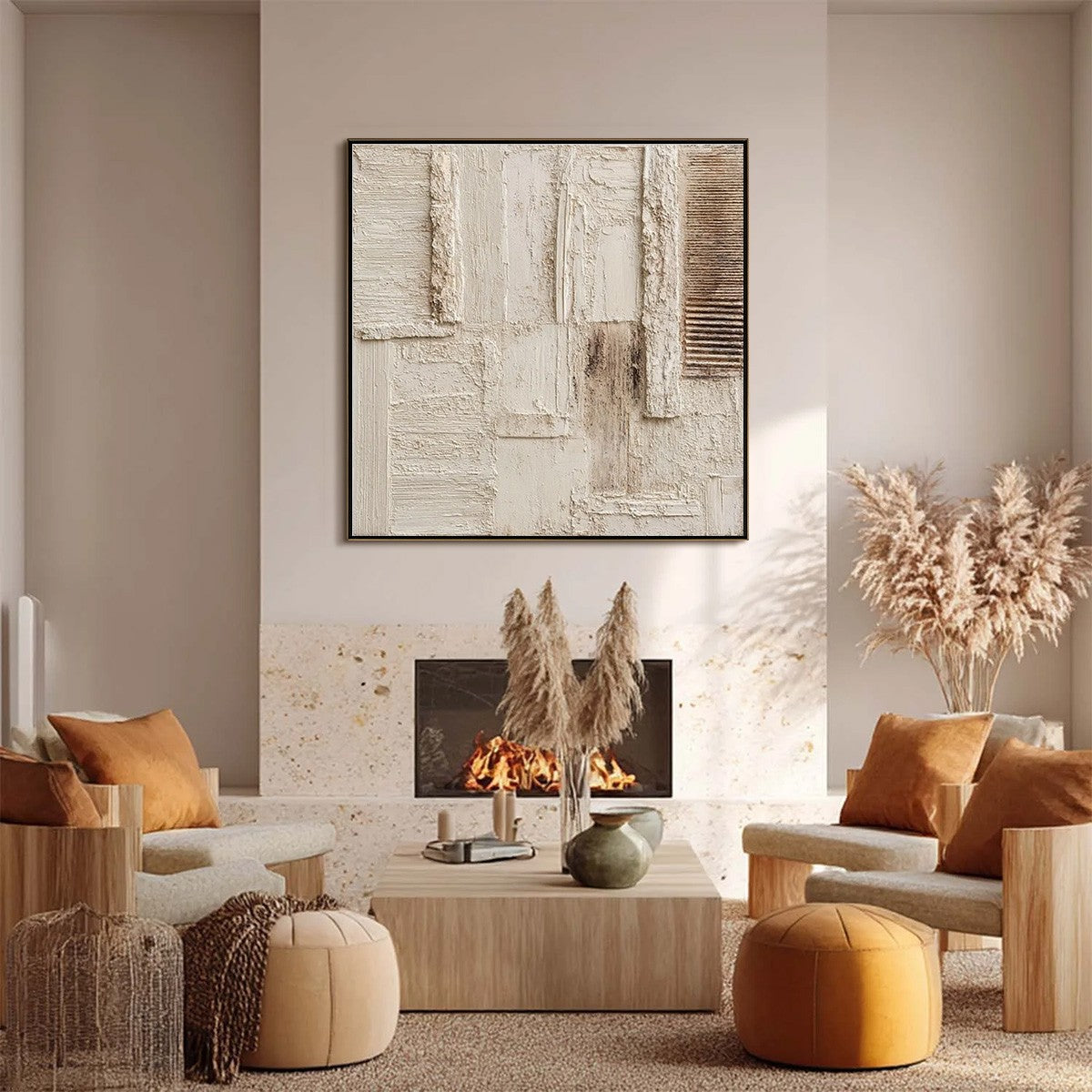 STRATA: Textured Wabi Sabi Abstract Painting in Neutral Tones - Image 4
