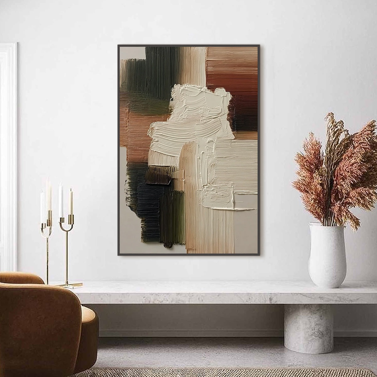 STRATA: Vertical Wabi Sabi Textured Abstract Painting - Image 2