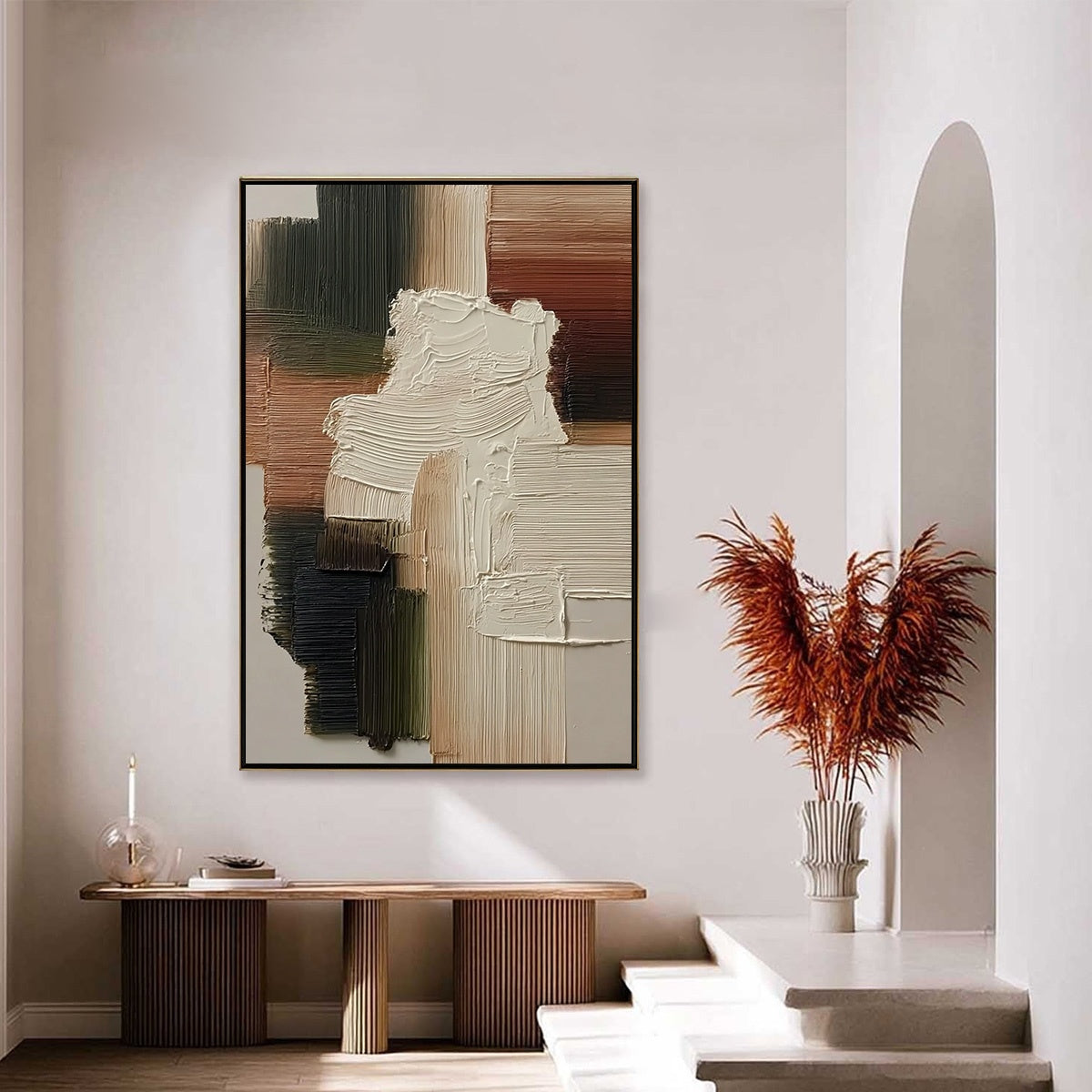 STRATA: Vertical Wabi Sabi Textured Abstract Painting - Image 4
