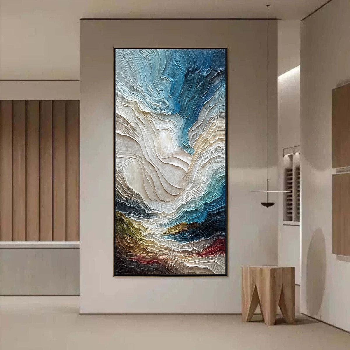 STRATUM: Vertical Abstract Impasto Landscape Painting - Image 4