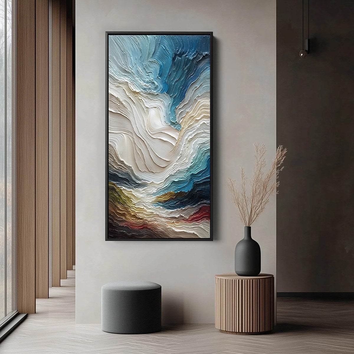 STRATUM: Vertical Abstract Impasto Landscape Painting - Image 6