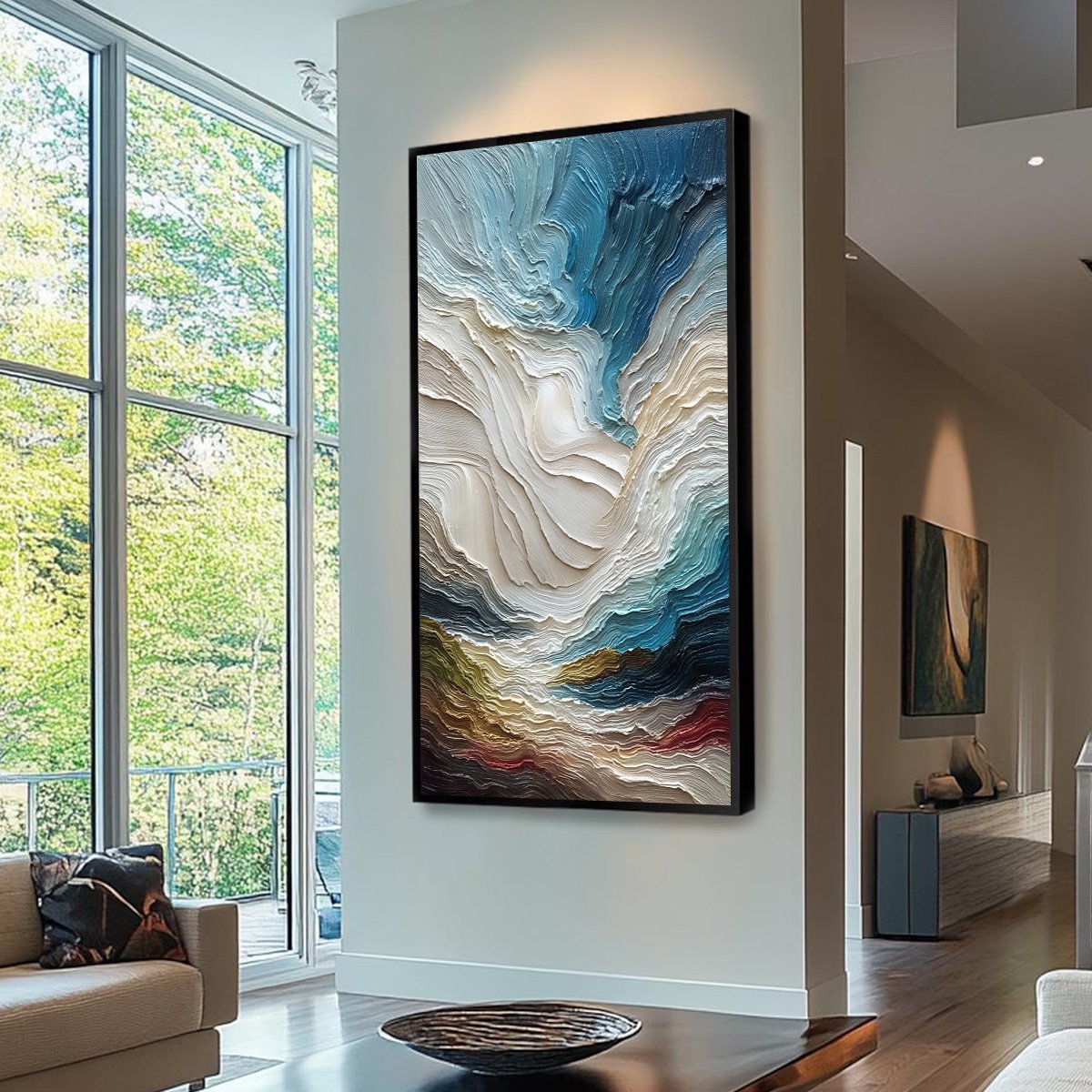 STRATUM: Vertical Abstract Impasto Landscape Painting - Image 7