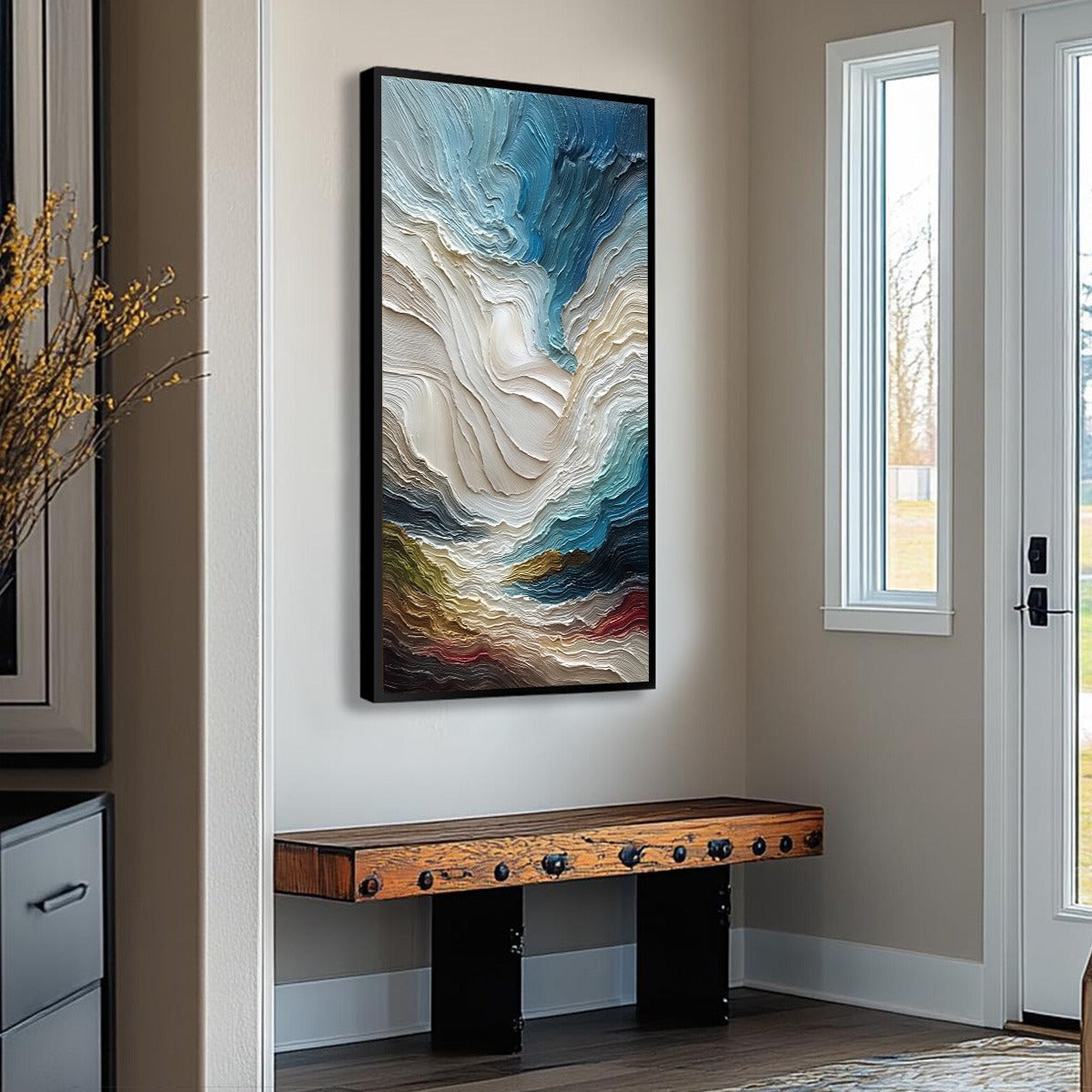 STRATUM: Vertical Abstract Impasto Landscape Painting - Image 8