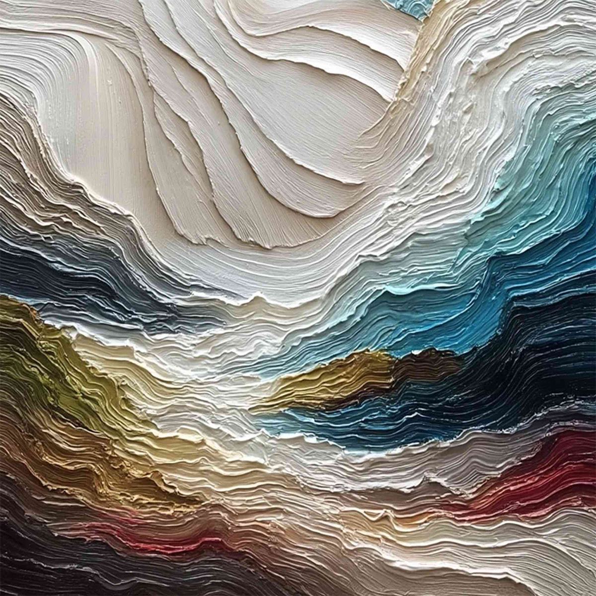 STRATUM: Vertical Abstract Impasto Landscape Painting - Image 3