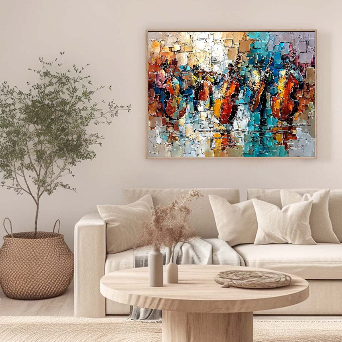 STREET SYMPHONY: Textured Impasto Painting of a Musical Quartet - Image 6