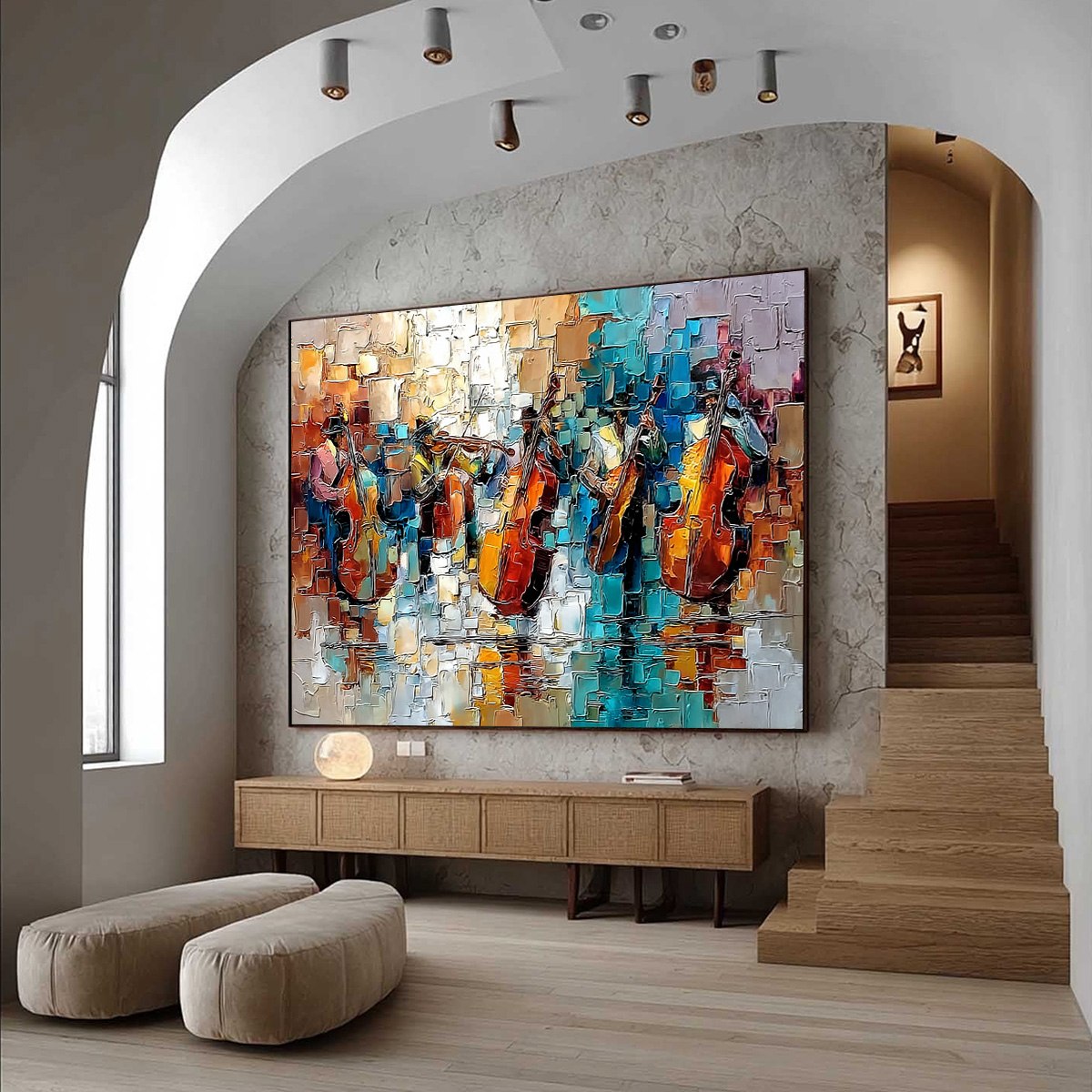 STREET SYMPHONY: Textured Impasto Painting of a Musical Quartet - Image 7