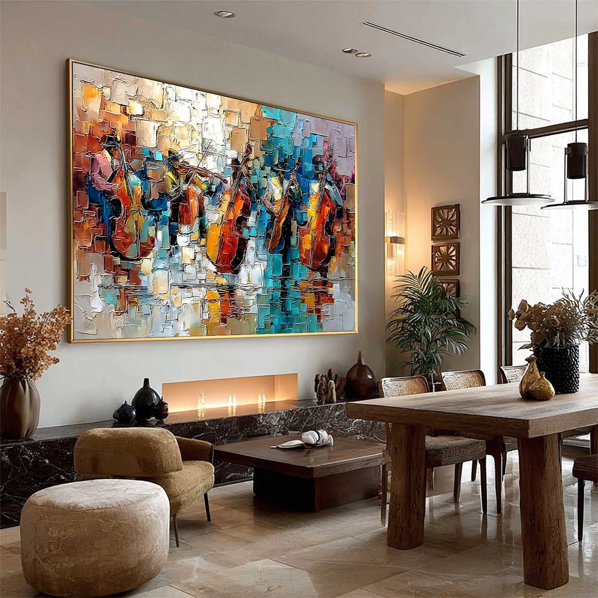 STREET SYMPHONY: Textured Impasto Painting of a Musical Quartet - Image 8