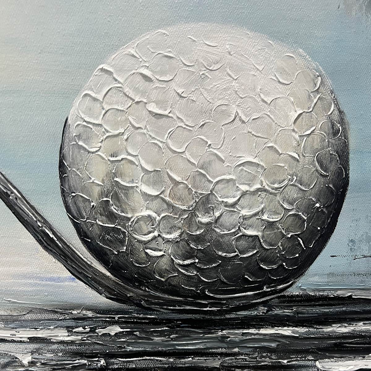 STROKE OF GENIUS: Textured Golf Still Life Oil Painting - Image 4
