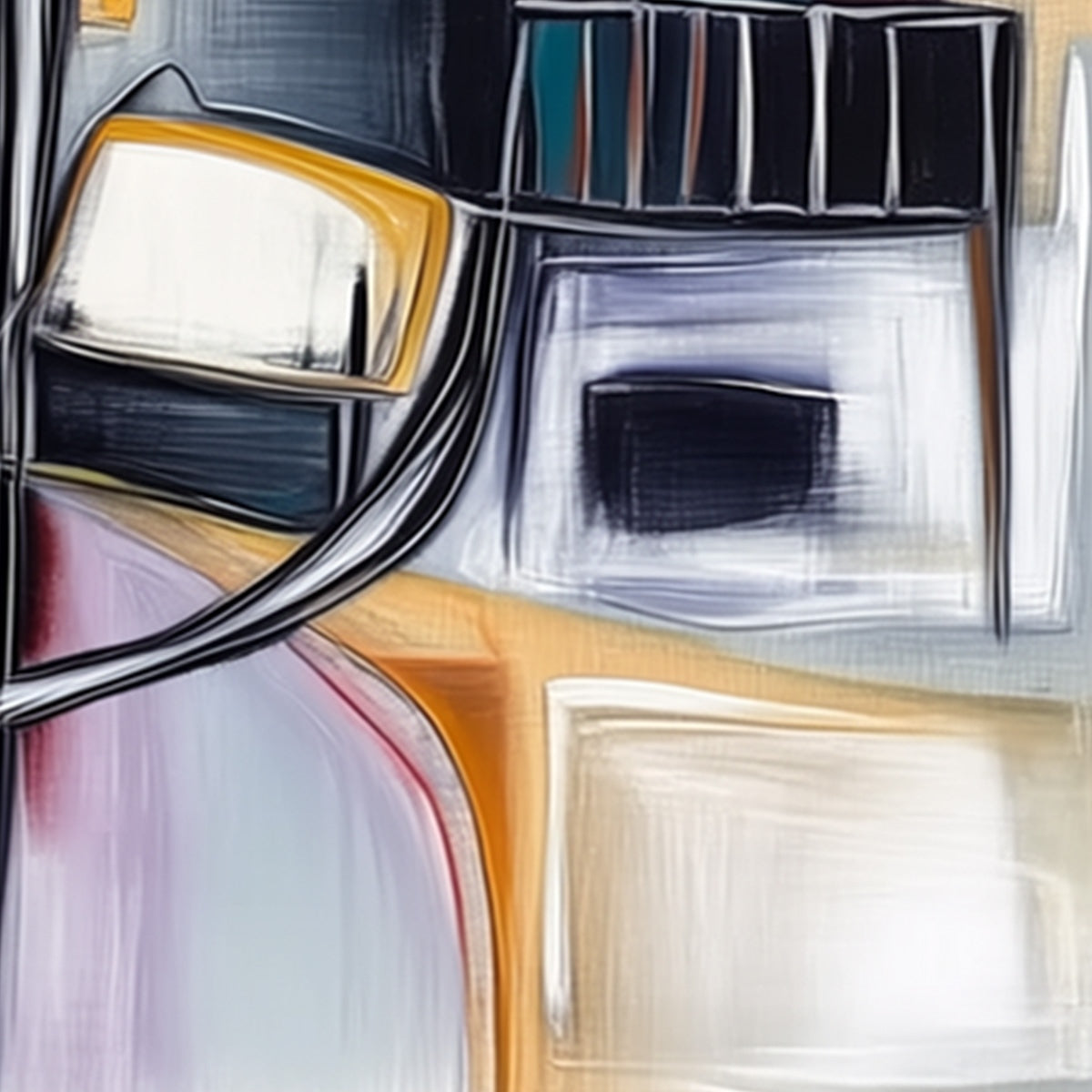 STRUCTURED CHAOS: Modern Square Abstract Painting with Architectural Lines - Image 3