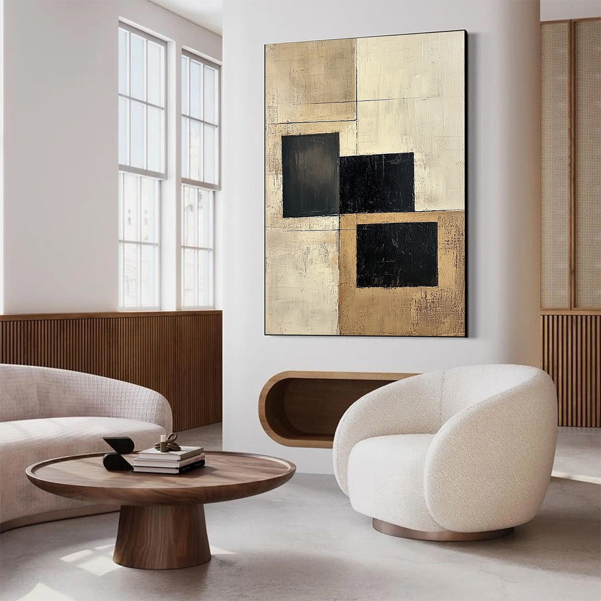 STRUCTURED BALANCE: Minimalist Abstract Oil Painting - Image 3
