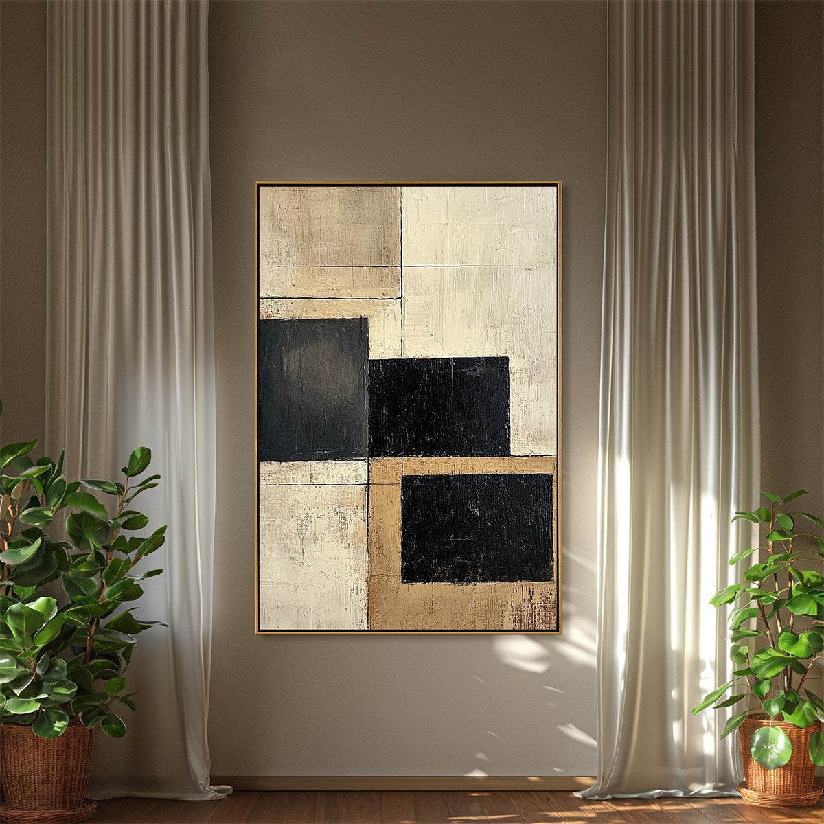 STRUCTURED BALANCE: Minimalist Abstract Oil Painting - Image 4
